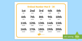 Dates Ordinal Number Activity Mat Ordinal Number Mat