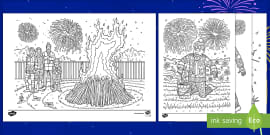 Bonfire Night Doodle Colouring Pages (teacher made) - Twinkl