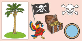 Play, box ship or pirate children point at fantasy fish, role play