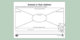 animals and habitats worksheet primary resource