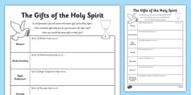 The Gifts Of Holy Spirit Activity Sheet