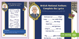 FREE! - God Save the King Acrostic|God Save the King Lyrics Template
