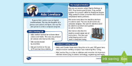 KS1 Ada Lovelace Cut and Stick Timeline Activity - Twinkl