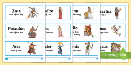 List Of Greek Gods And Goddesses For Kids Word Mat | Twinkl