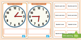 Analogue Clocks - Quarter To Worksheet | Posters | KS1