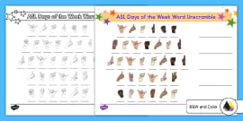 ASL Days of the Week Chart (teacher made) - Twinkl