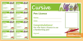 Cursive Handwriting Licence Certificate Lehrer Gemacht