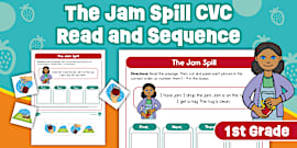 First Grade The Big Box CVC Read and Sequence Activity