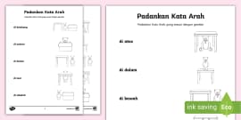 Lembaran Kerja-Aktiviti Melukis Kata Arah-Latihan Kata Arah