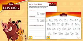 Moana: Name Writing Practice Worksheet and Alphabet Tracing