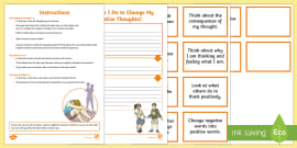 Making Negative Thoughts into Positive Thoughts Worksheet