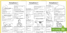 grammar worksheets homophones practice teacher made
