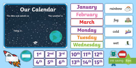 Space Themed Days of the Week Display Calendar - Twinkl