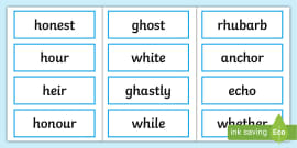 Silent ‘c’ and ‘h’ Worksheet – Silent Letters – KS2 Resource