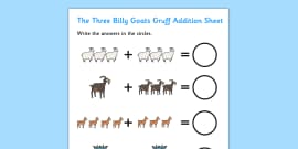 The Three Billy Goats Gruff Size Matching Worksheets