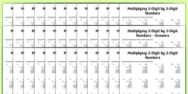 long multiplication worksheet 3 digits x 2 digits