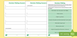 Making Decisions Worksheet / Worksheet (teacher made)
