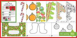 KS2 Christmas Tree Decorations Outlines Teacher made