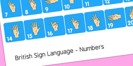 British Sign Language Numbers 0-20 Display Bunting (Signer's View) - sign