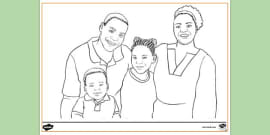 Colouring Page | My Family - Primary Colouring Sheets