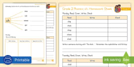 Grade 2 Phonics: ag: Homework Sheet - Revision - Twinkl