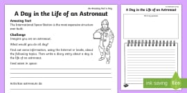 Write About Your Day as an Astronaut Worksheet - Twinkl