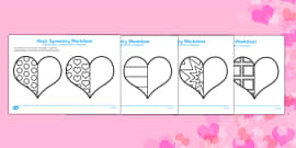 Valentine's Day Heart Symmetry Worksheets (teacher made)