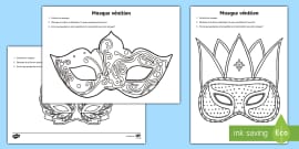 Carnival Make Your Own Mask Worksheet / Worksheet French