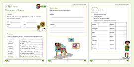 Grade 3 English Phonics Suffix -ful Homework Sheet (CAPS)