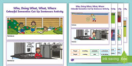 Colorful Semantics Sentence Strips Worksheet (teacher-made)