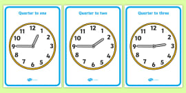 Clock Matching Game - Quarter To