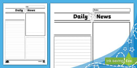 Blank Newspaper with Front Page Template | Writing Activity