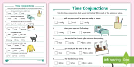 Time Conjunctions Word Mat (Teacher-Made) - Twinkl