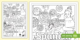 Beginner Spanish Greetings - Colouring Pages for Kids