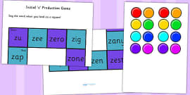 Initial z Sound Mat - initial z, z, sound, sounds, visual aid