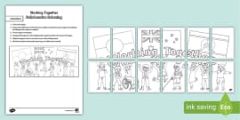 We Work Together Colouring Sheet (Teacher-Made) - Twinkl