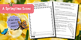 Spring Grade R Activity Grade R - Worksheet: Listen and Draw - Garden(CAPS Aligned)