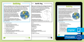 First Grade Earth Day Reading Passage Comprehension Activity