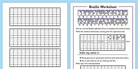 Write in Braille Worksheet / Worksheets - KS1/2 World Braille Day, braille
