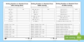 standard form worksheet ks3 maths beyond
