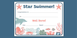 Swimming Certificate Templates - Physical Education for Kids