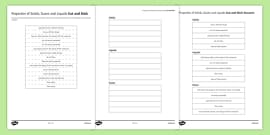 KS3 Solids, Liquids and Gases Poster Homework Worksheet / Worksheet