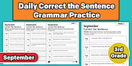 Third Grade November Daily Correct the Sentence Grammar