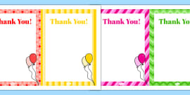 Zig Zag Birthday Party Thank You Cards Pink And Green - Birthdays