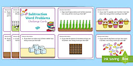 Addition and Subtraction to 100 Word Problem Challenge Cards
