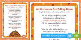 All The Leaves Are Falling Down Song Lyrics (teacher made)