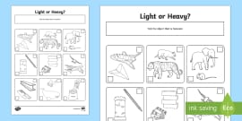 Heavier and Lighter Sorting Worksheet (teacher made)