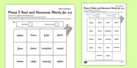 phase 5 u e split digraph color by phoneme real and nonsense words silent e