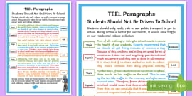 TEEL Paragraph Sentence Starters Word Mat (teacher Made)