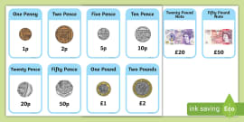 KS1 Money Posters | British (UK) Money Coins and Notes